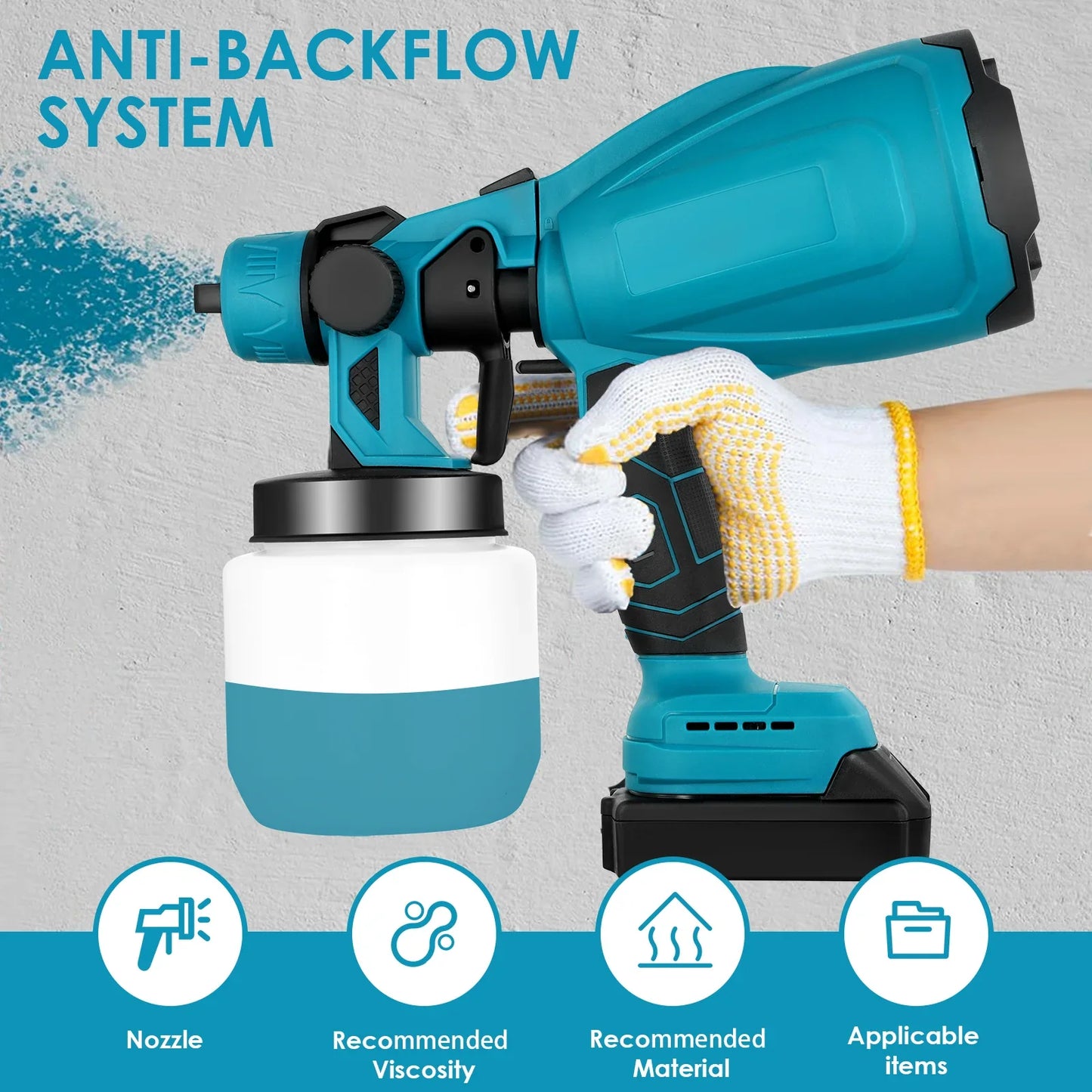 Pistolet à Peinture Électrique Sans Fil de 1000ML