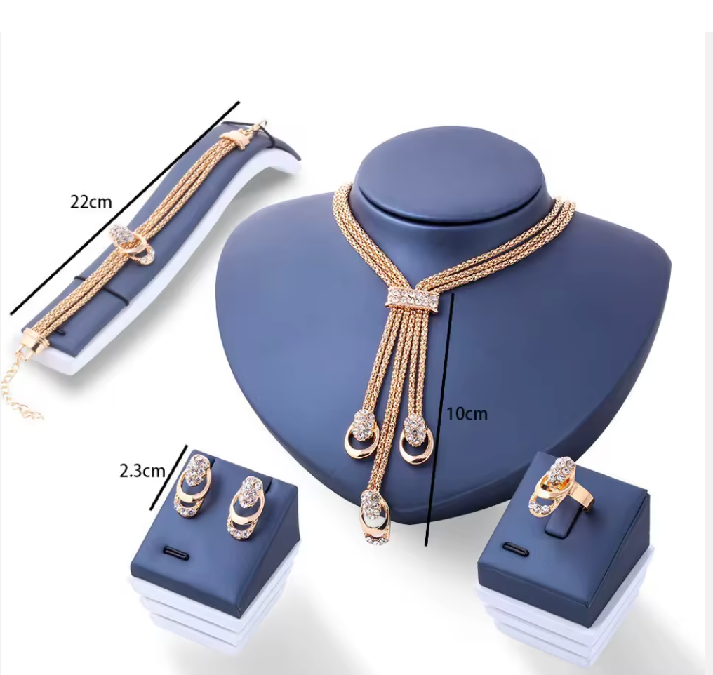 KISSWIFE – Ensemble de bijoux en cristal plaqué or à la mode (4 pièces/ensemble)