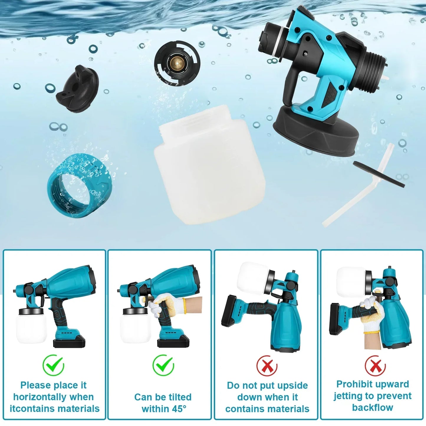 Pistolet à Peinture Électrique Sans Fil de 1000ML.