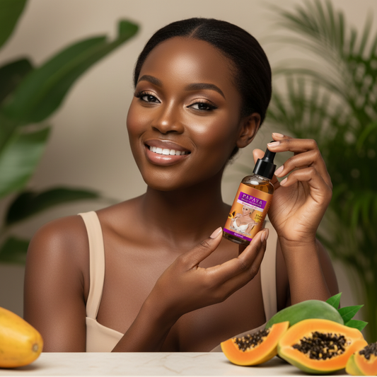 Femme africaine en spa avec votre huile papaya