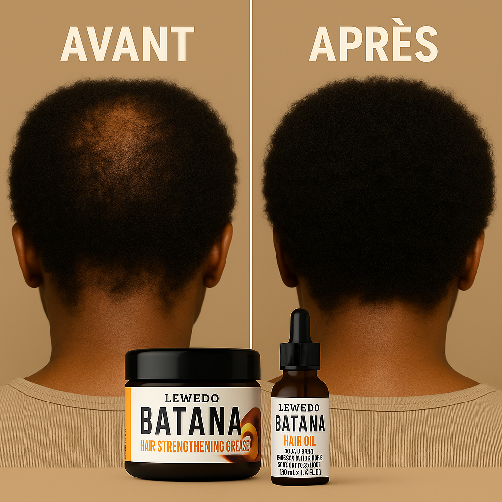 Résultats batana sur cheveux africains avec produits LEWEDO